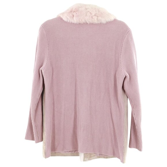 Nygard Collection Rabbit Fur Suede Sweater Jacket Womens L Bubblegum Pink Winter - Picture 7 of 15